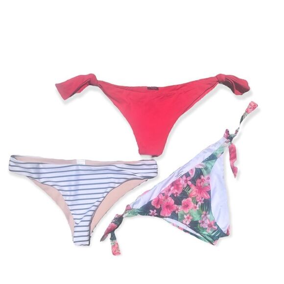 CALZEDONIA ITALIAN SIDE TIE BIKINI BOTTOM JUNGLE CORALLO TROPICAL FLORAL XS/S - Picture 6 of 7